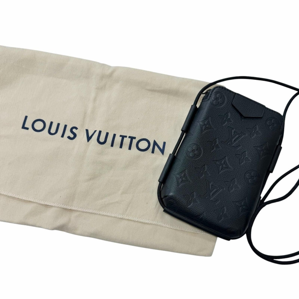 Louis Vuitton Monogram Shadow Lace Up Leather Pouch Black — view 3