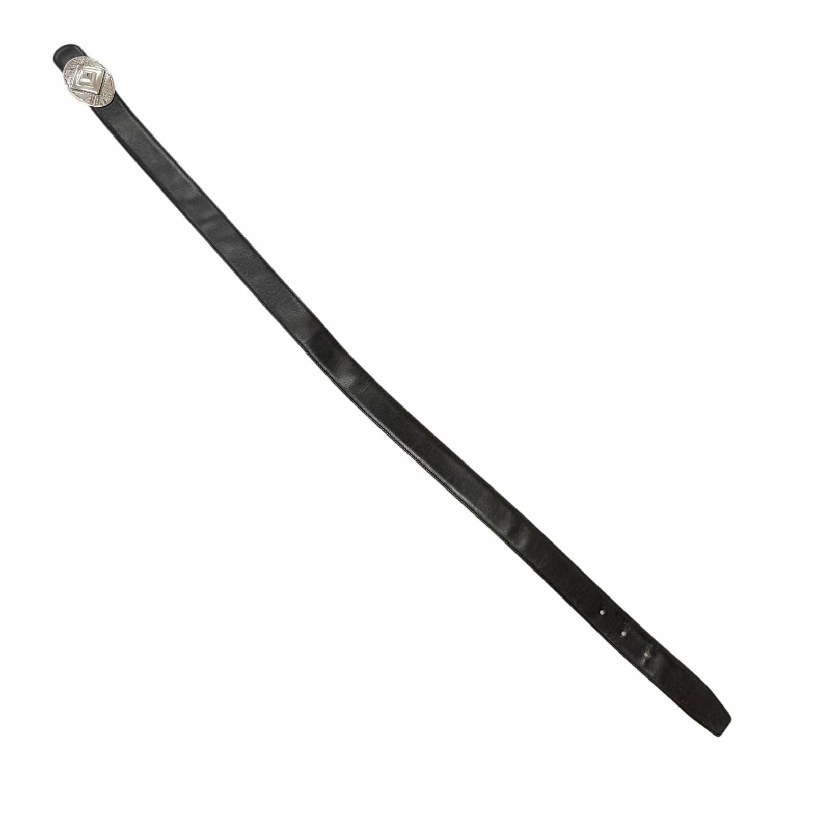 Hermes Toareg Silver Buckle Leather Belt Black 75 — view 5
