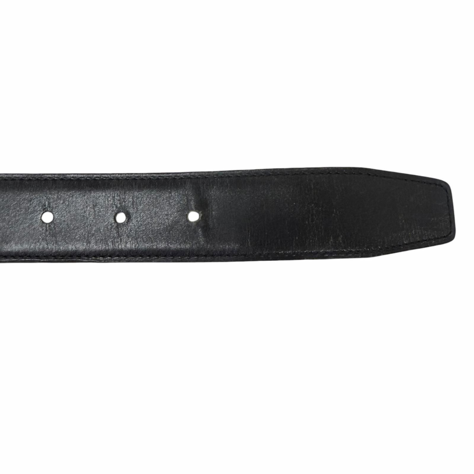 Hermes Toareg Silver Buckle Leather Belt Black 75 — view 8