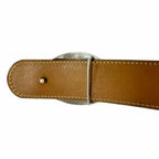 Hermes Toareg Silver Buckle Leather Belt Black 75 — view 7