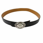 Hermes Toareg Silver Buckle Leather Belt Black 75 — view 4