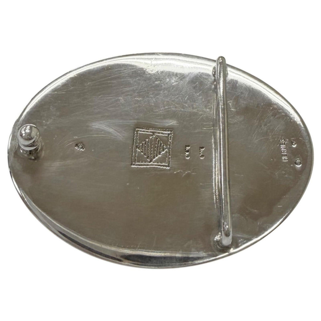 Hermes Toareg Silver Buckle Leather Belt Black 75 — view 2