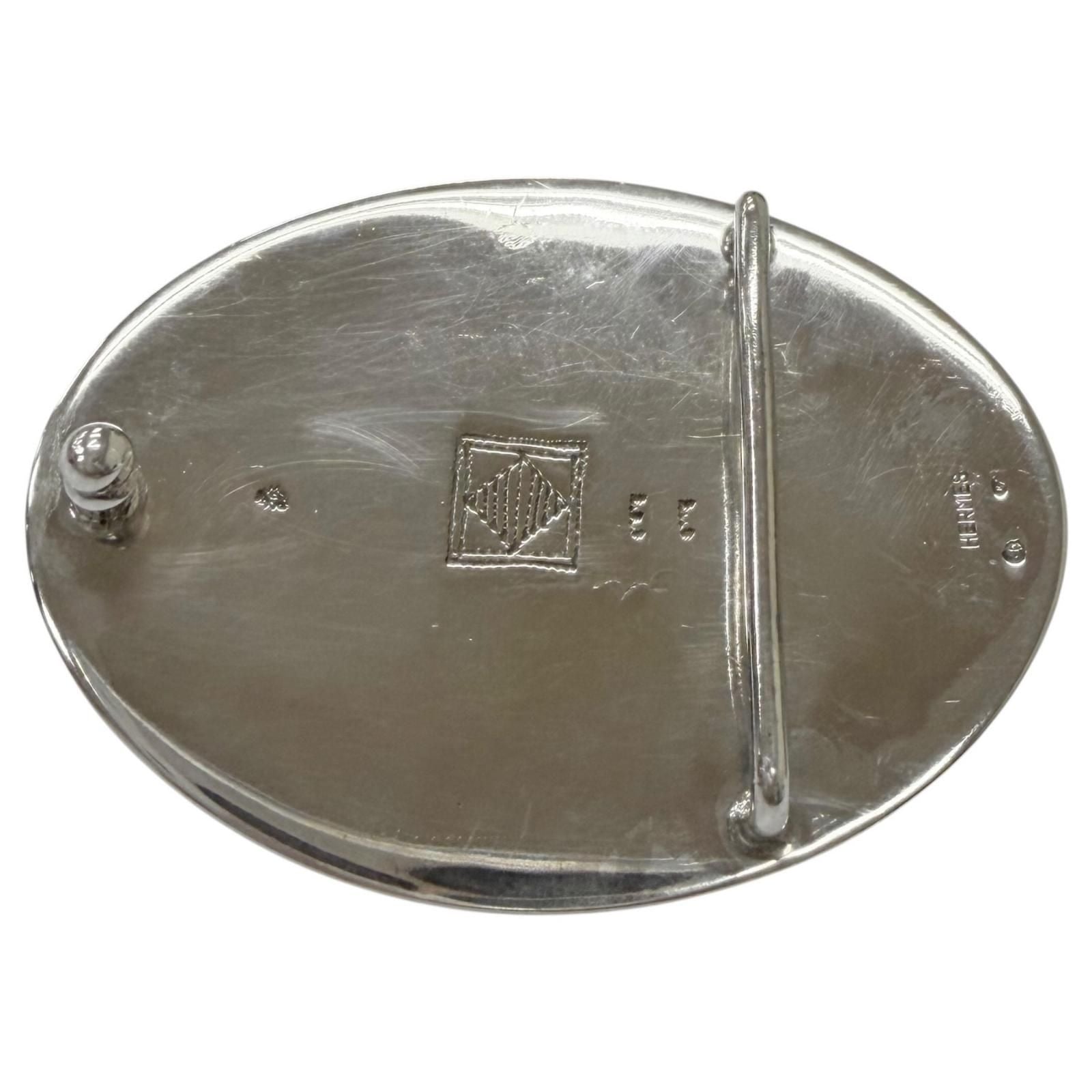 Hermes Toareg Silver Buckle Leather Belt Black 75 — view 2