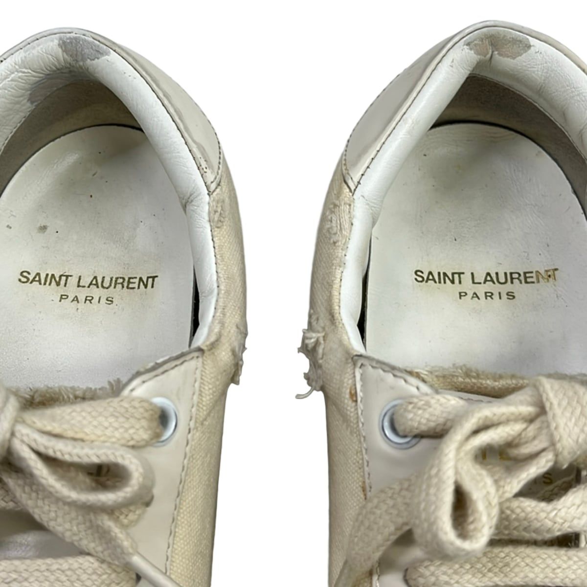 Saint Laurent Paris Sneakers 38 Ivory White Distressed Leather — view 9