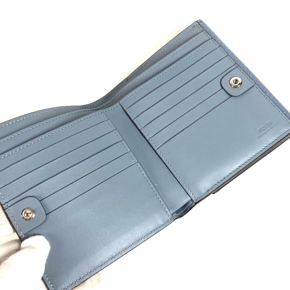 Fendi Bifold Wallet Peekaboo Logo Leather Blue — view 6