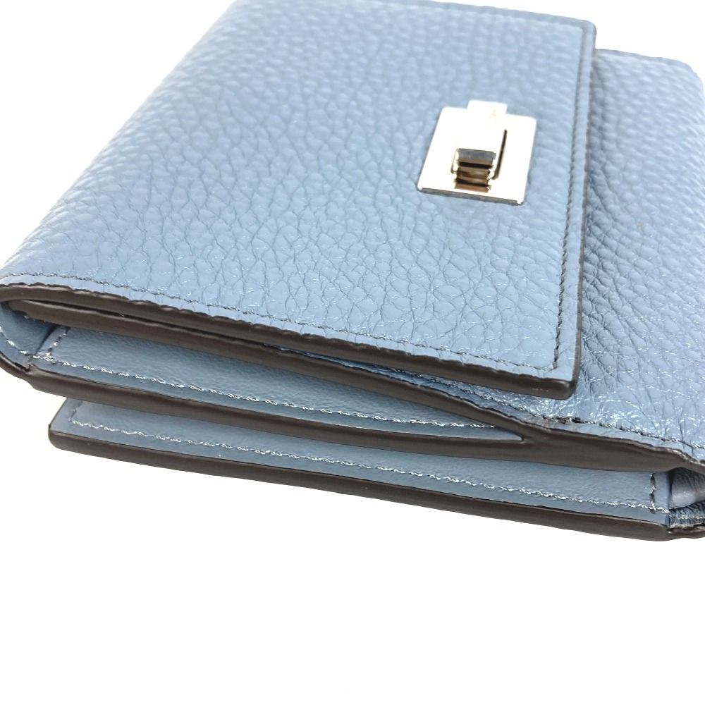 Fendi Bifold Wallet Peekaboo Logo Leather Blue — view 3