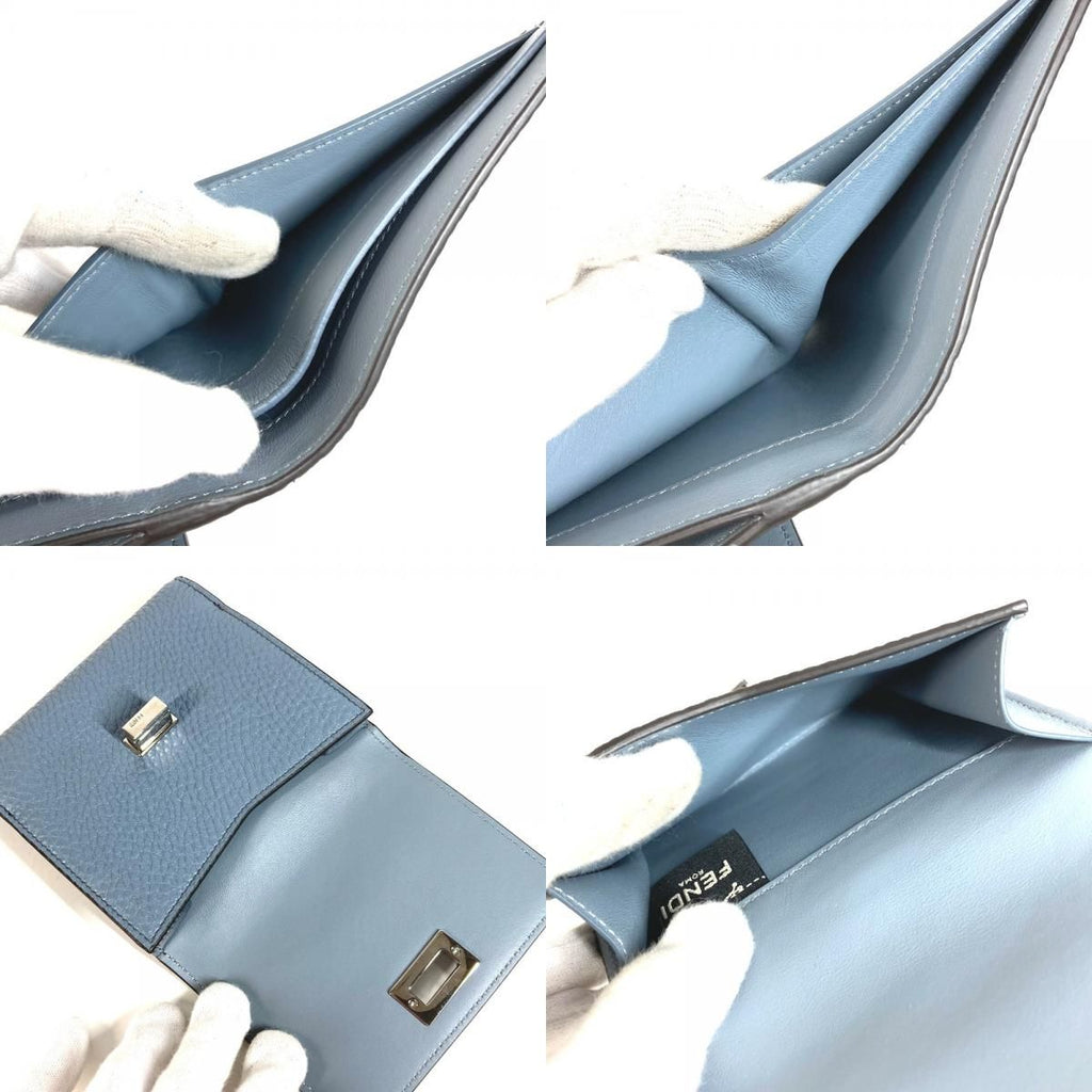Fendi Bifold Wallet Peekaboo Logo Leather Blue — view 8
