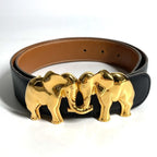 Hermes Belt Elephant Logo Leather Black