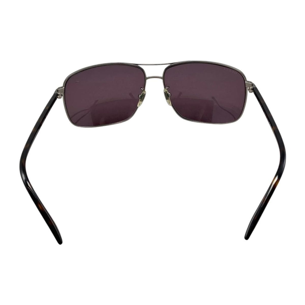 Gucci Sunglasses Double Bridge Logo Tortoiseshell Pattern Brown Silver Eyewear — view 4