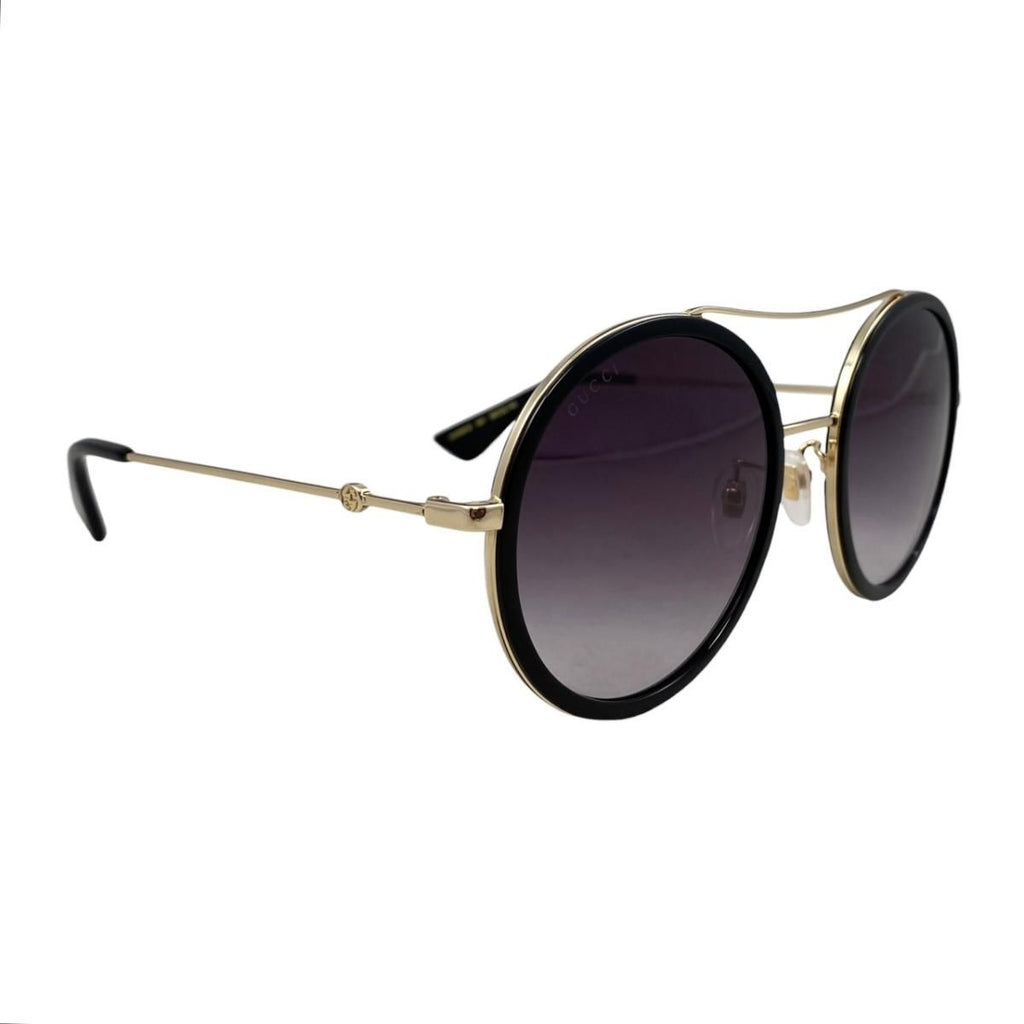 Gucci Sunglasses Double Bridge Logo Bi Black Gold Eyewear — view 2