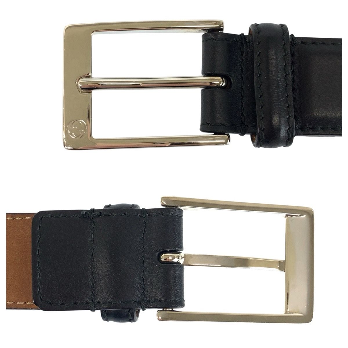 Gucci 85 cm Black Silver Leather Belt — view 6