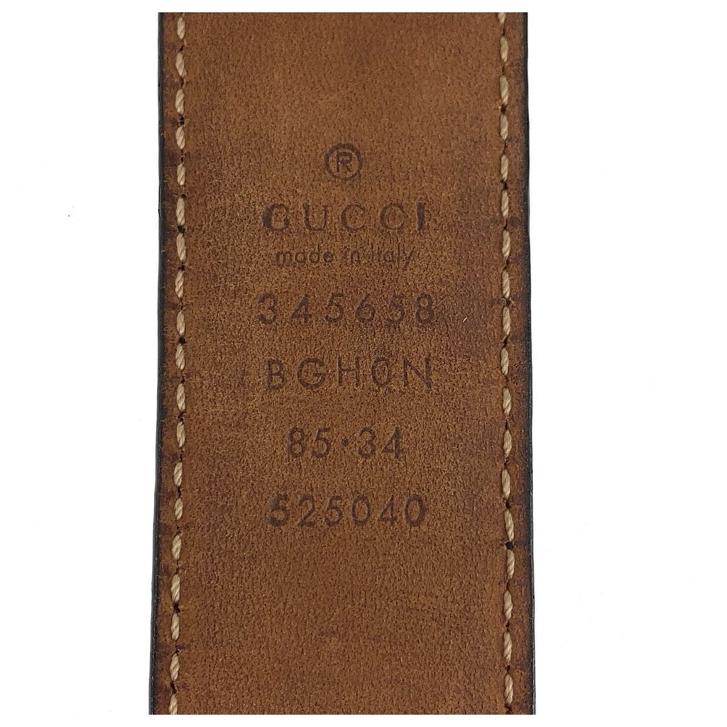 Gucci 85 cm Black Silver Leather Belt — view 3