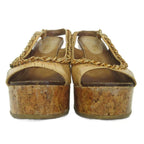 Chanel Chain CC Logo Sandals Wedge Sole 36.5 Brown — view 3
