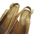 Chanel Chain CC Logo Sandals Wedge Sole 36.5 Brown — view 6