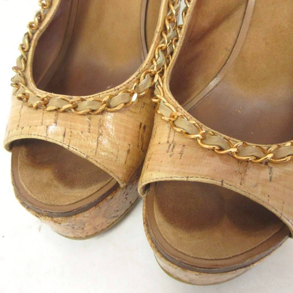 Chanel Chain CC Logo Sandals Wedge Sole 36.5 Brown — view 5