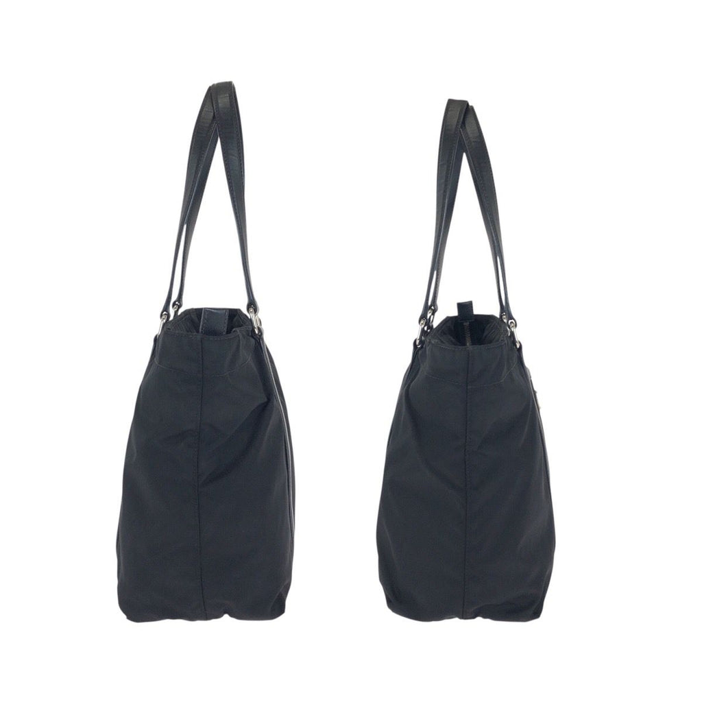 Prada Tessuto Saffiano Black Silver Nylon Leather Tote Shoulder — view 8