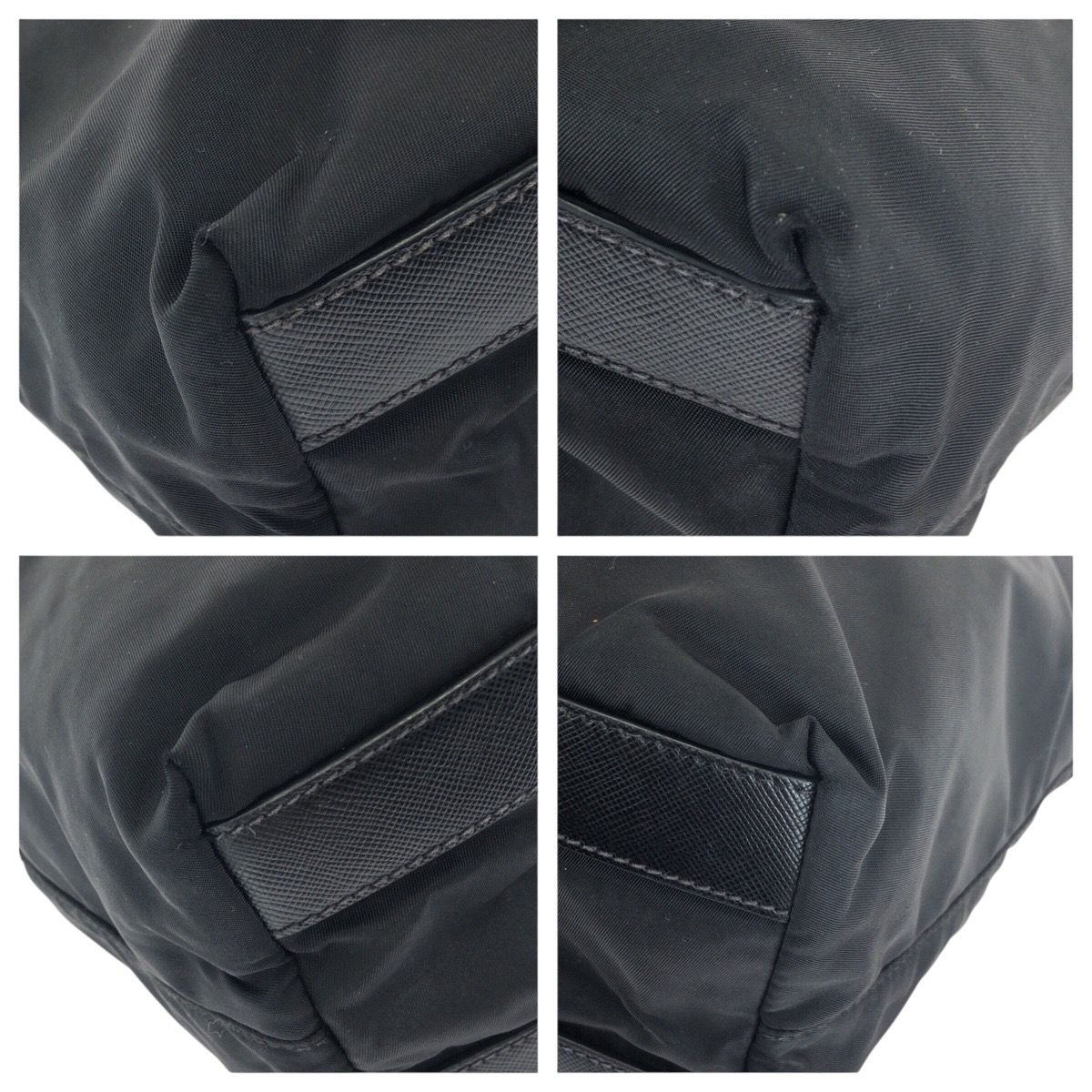 Prada Tessuto Saffiano Black Silver Nylon Leather Tote Shoulder — view 3