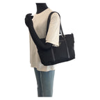 Prada Tessuto Saffiano Black Silver Nylon Leather Tote Shoulder — view 7