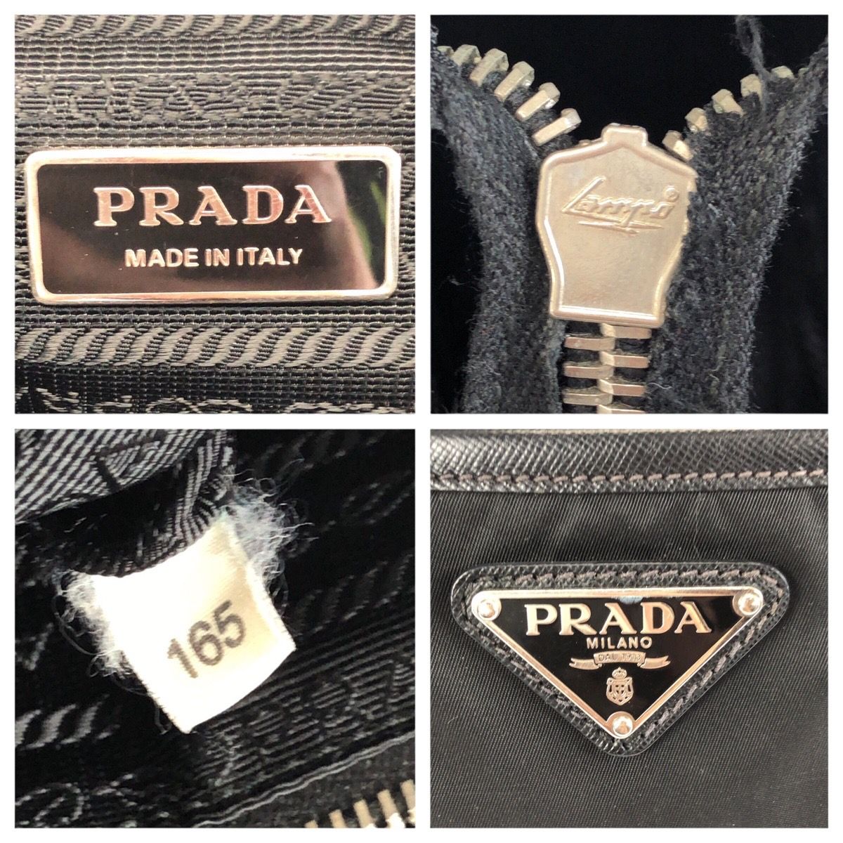 Prada Tessuto Saffiano Black Silver Nylon Leather Tote Shoulder — view 4