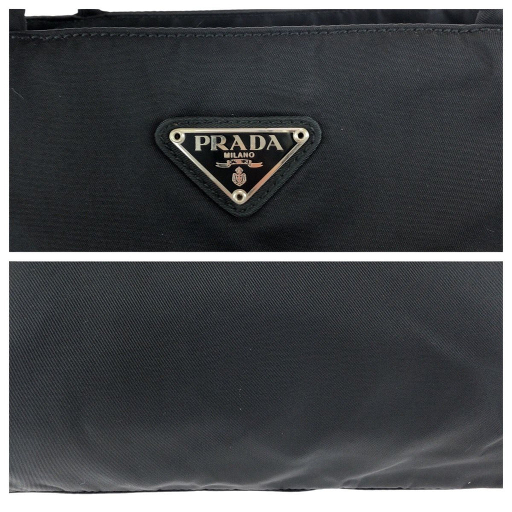 Prada Tessuto Black Silver Nylon Tote Shoulder — view 5