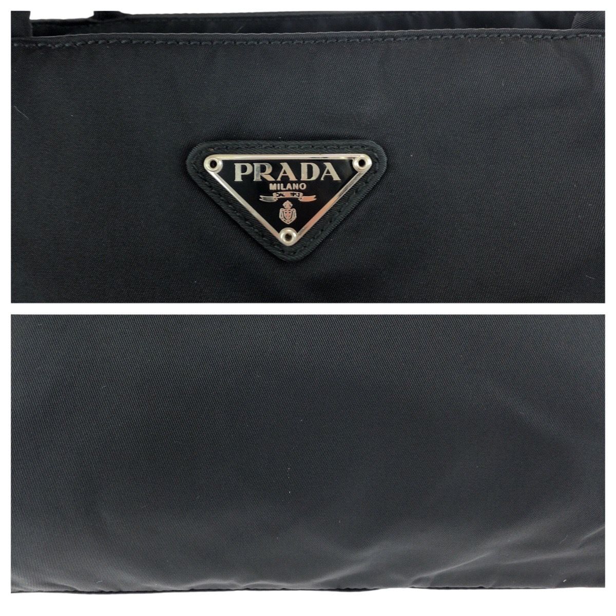 Prada Tessuto Black Silver Nylon Tote Shoulder — view 5
