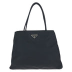 Prada Tessuto Black Silver Nylon Tote Shoulder