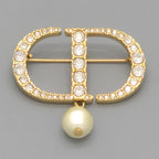 Dior Petit CD Brooch 3.25 cm Resin Pearl Crystal CD Signature Gold