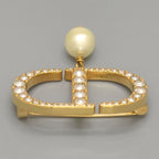 Dior Petit CD Brooch 3.25 cm Resin Pearl Crystal CD Signature Gold — view 3