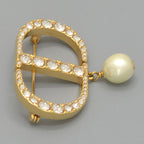 Dior Petit CD Brooch 3.25 cm Resin Pearl Crystal CD Signature Gold — view 2