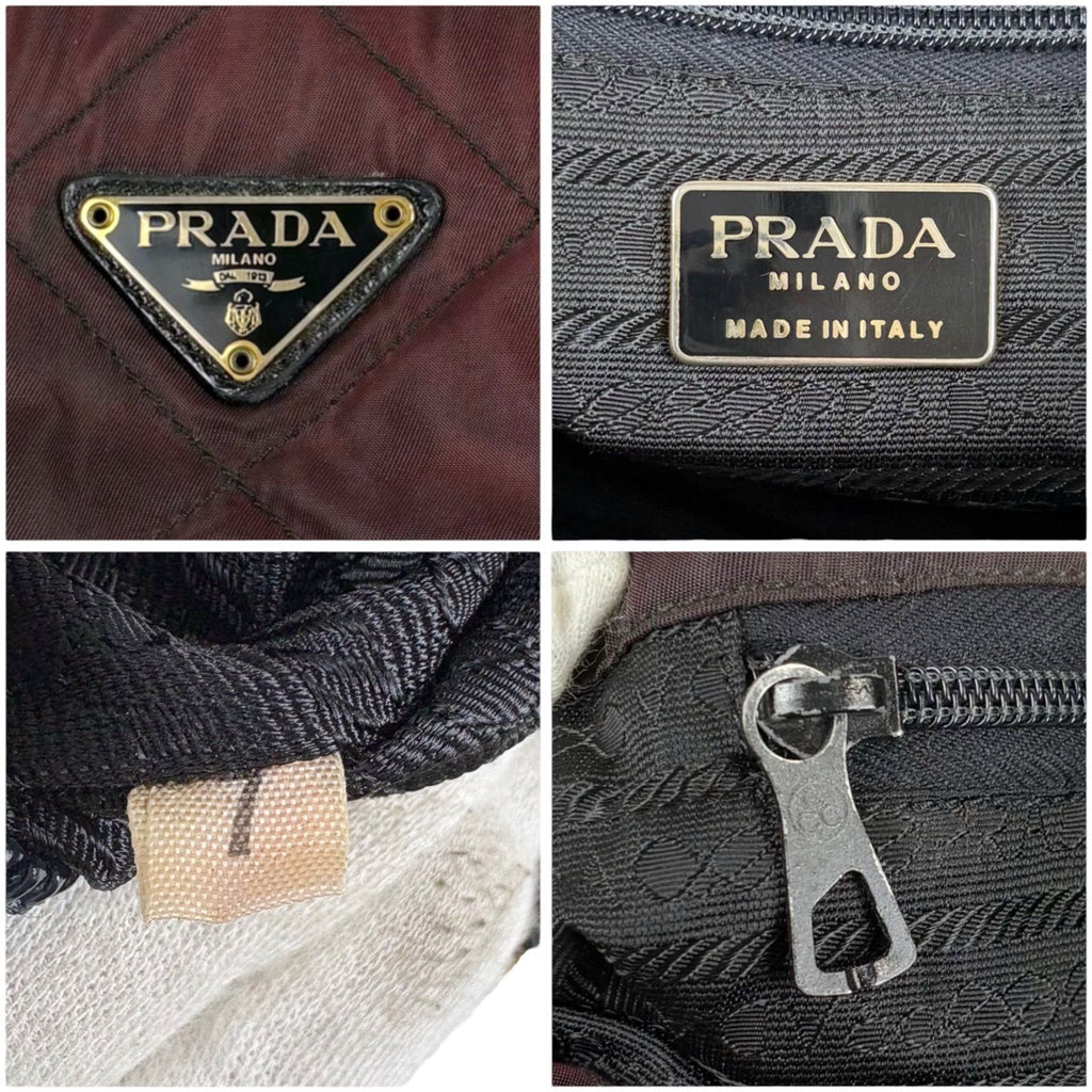 Prada Quilted Triangle Logo Chain Shoulder Bag Purple Brown — view 9
