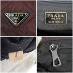 Prada Quilted Triangle Logo Chain Shoulder Bag Purple Brown — view 9