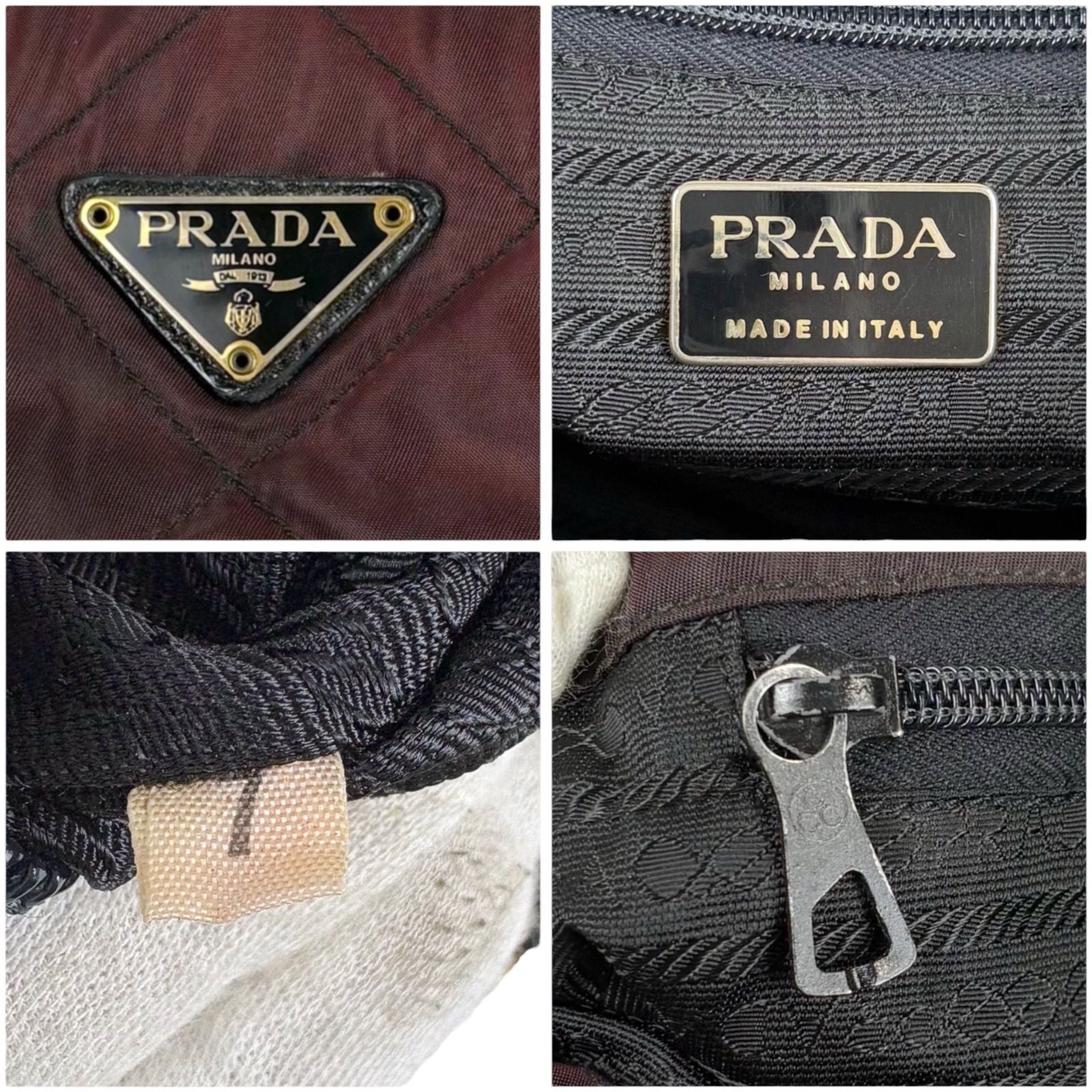 Prada Quilted Triangle Logo Chain Shoulder Bag Purple Brown — view 9