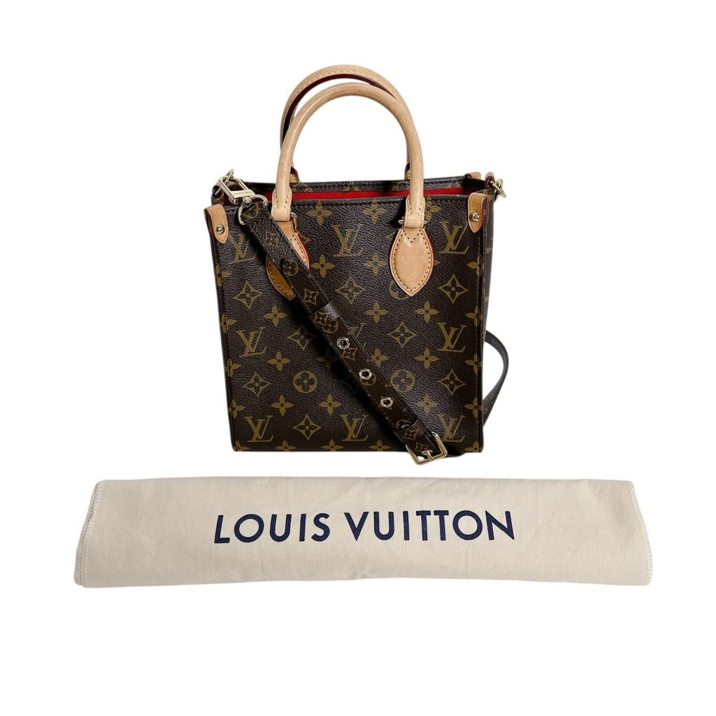 Louis Vuitton Monogram Handbag Sac Plat BB Brown