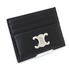Celine Triomphe Card Holder Case Shiny Calfskin Black Palladium Finish — view 4