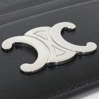 Celine Triomphe Card Holder Case Shiny Calfskin Black Palladium Finish — view 6