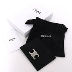 Celine Triomphe Card Holder Case Shiny Calfskin Black Palladium Finish — view 2