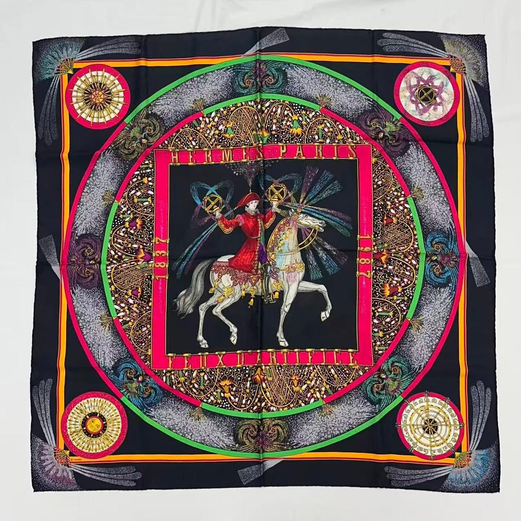 Hermes Carre 90 Scarf Silk Feux D'artifice Fireworks Multicolor