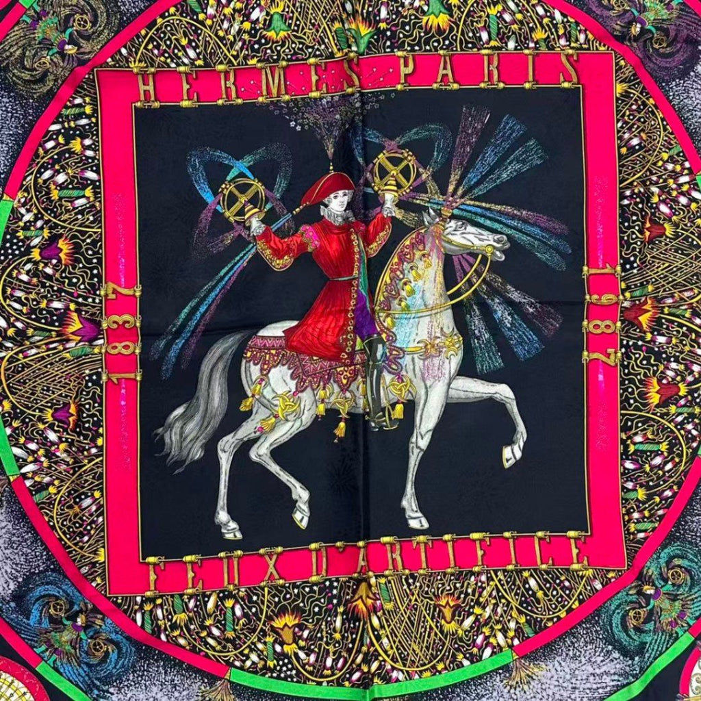 Hermes Carre 90 Scarf Silk Feux D'artifice Fireworks Multicolor — view 6