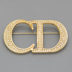 Dior CD Brooch 6.28 cm CD Signature Crystal Gold