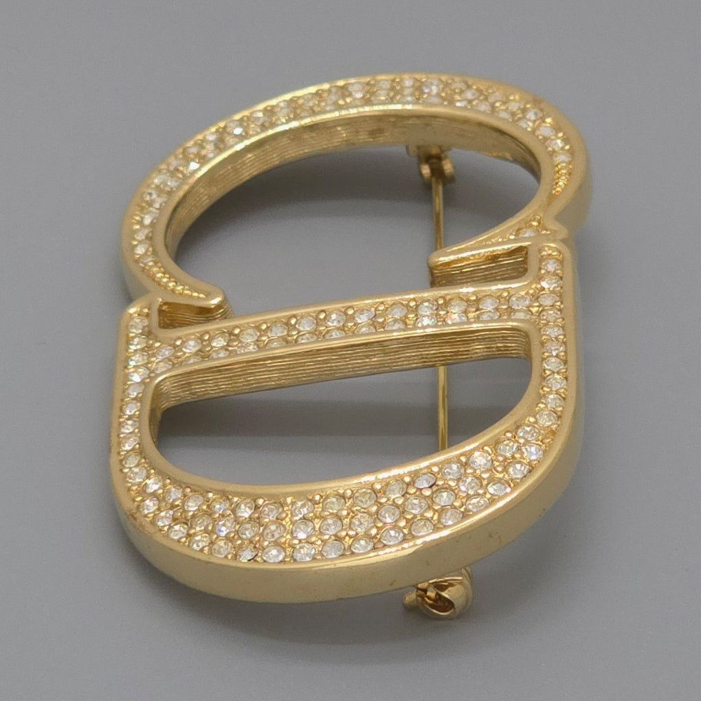Dior CD Brooch 6.28 cm CD Signature Crystal Gold — view 4