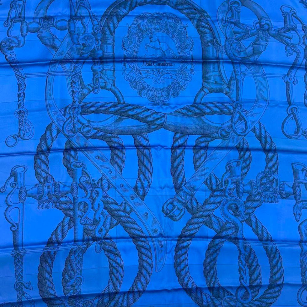 Hermes Carre 90 Scarf Silk Double Face Della Cavalleria Blue — view 5