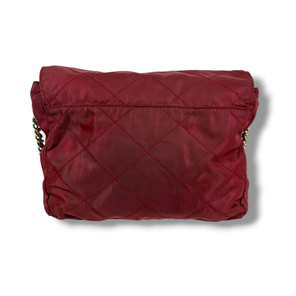 Prada Quilted Triangle Logo Chain Shoulder Bag Tessuto Nylon — view 4