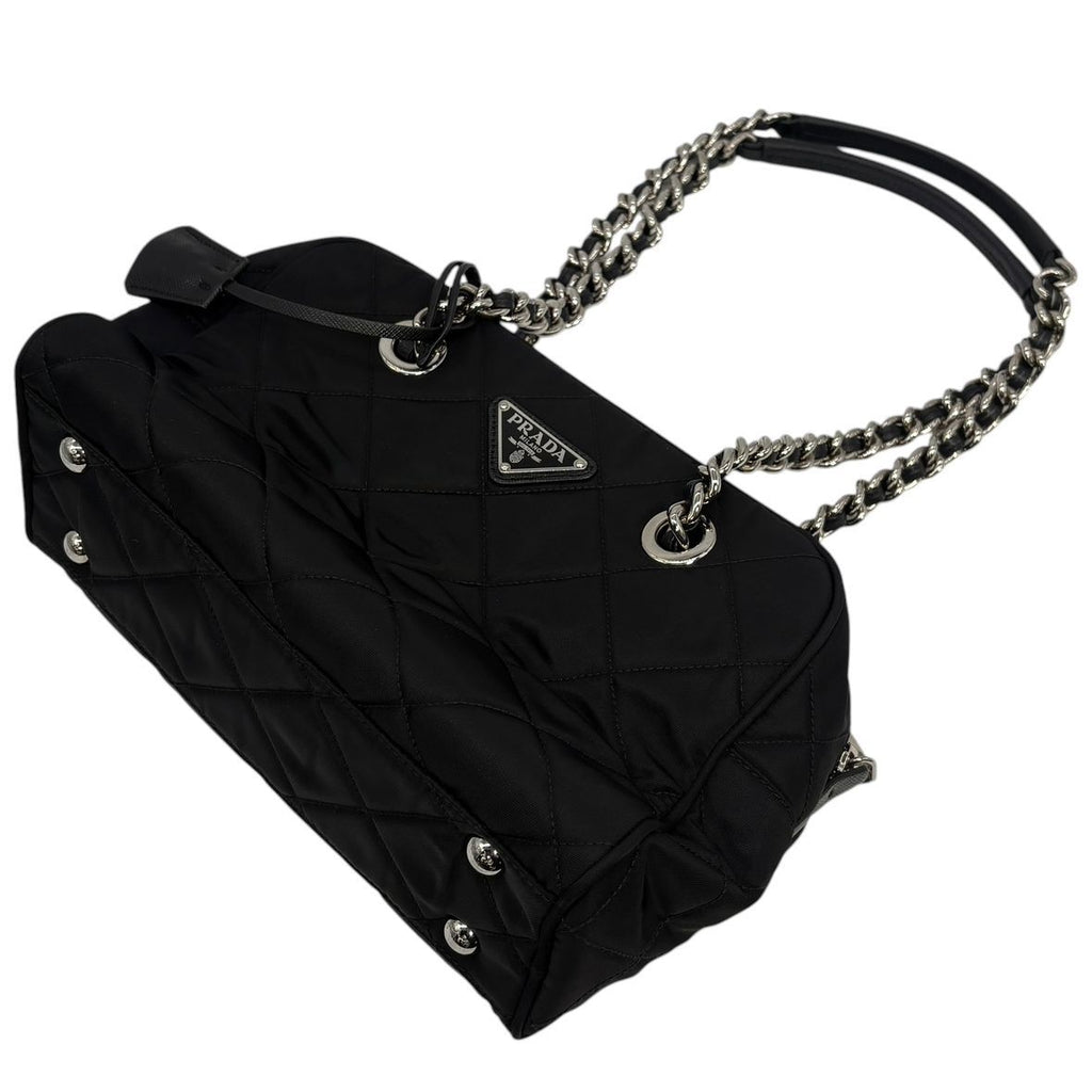 Prada Shoulder Bag Tessuto Impuntu Quilted Stitch Triangle Logo Chain Nylon — view 5