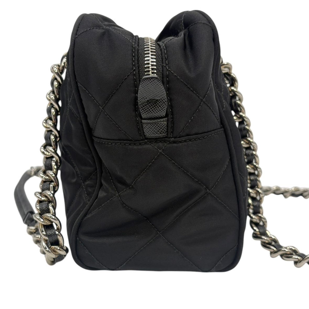 Prada Shoulder Bag Tessuto Impuntu Quilted Stitch Triangle Logo Chain Nylon — view 3