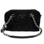 Prada Shoulder Bag Tessuto Impuntu Quilted Stitch Triangle Logo Chain Nylon