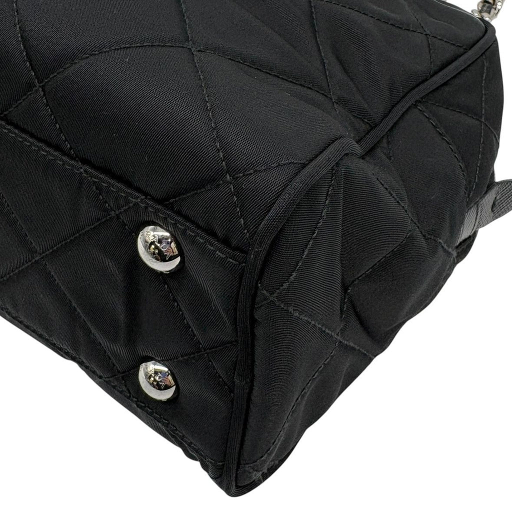 Prada Shoulder Bag Tessuto Impuntu Quilted Stitch Triangle Logo Chain Nylon — view 9