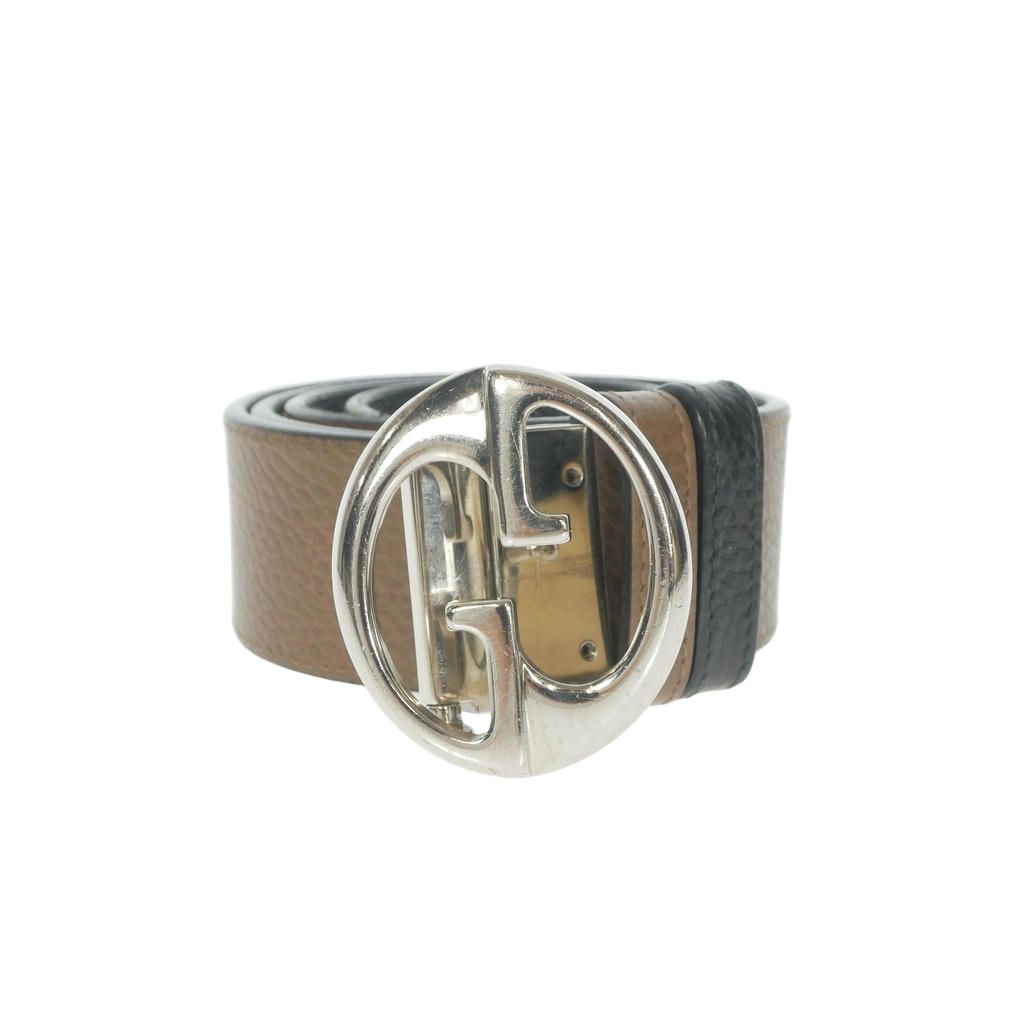 Gucci Interlocking Reversible Leather Buckle Belt 85 34 Black Brown — view 4