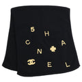 Chanel Clover CC Logo Embroidery Cashmere Scarf