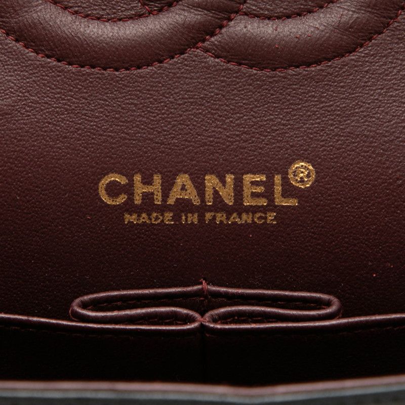 Chanel CC Logo Quilted 25 Double Flap Chain Shoulder Bag Navy Lambskin — view 5