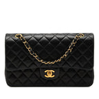 Chanel CC Logo Quilted 25 Double Flap Chain Shoulder Bag Navy Lambskin